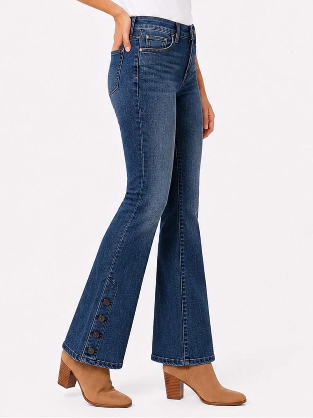 Pilcro Anthropologie High Rise Bootcut Button-Hem Ankle Jeans 25P